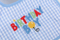 Load image into Gallery viewer, Blue Gingham 'Birthday Boy' Bib