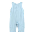 Load image into Gallery viewer, Blue Gingham Train Smocked Overalls