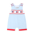 Load image into Gallery viewer, Blue USA Flag Smocked Shortalls