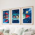 Load image into Gallery viewer, Outer Space Kids Wall Art. Rocket and Stars Nursery Prints