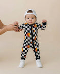 Load image into Gallery viewer, Bamboo Zip Romper | Checker Blaze