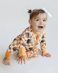 Load image into Gallery viewer, Bamboo Zip Romper | Checkered Pumpkin