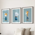 Load image into Gallery viewer, Safari Nursery Wall Art Set of 3. Baby Elephant, Giraffe, Tiger