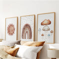 Load image into Gallery viewer, Minimalist Baby Room Wall Art Set of 3. Earthy Rainbow Theme