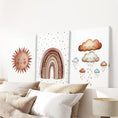 Load image into Gallery viewer, Minimalist Baby Room Wall Art Set of 3. Earthy Rainbow Theme