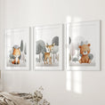 Load image into Gallery viewer, Forest Animal Nursery Decor. Cute Fox Fawn Bear Print Set