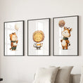 Load image into Gallery viewer, Woodland Jungle Set of 3 Prints. Lion, Giraffe, Tiger Art