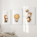 Load image into Gallery viewer, Woodland Jungle Set of 3 Prints. Lion, Giraffe, Tiger Art