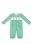 Load image into Gallery viewer, Plaid Christmas Tree Embroidery Boy Onesie