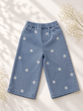 Load image into Gallery viewer, Daisy Mae Wide Leg Embroidered Jean - Light Wash