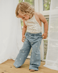 Load image into Gallery viewer, Daisy Mae Wide Leg Embroidered Jean - Light Wash