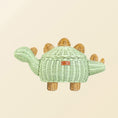 Load image into Gallery viewer, Dinosaur Rattan Storage Basket Mint Green - Medium