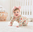 Load image into Gallery viewer, Dusty Pink Floral Baby Pajamas | Ruffle Zipper Romper
