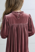 Load image into Gallery viewer, Alexa Dusty Rose Smocked Velvet Dress