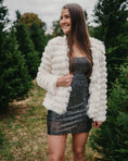 Load image into Gallery viewer, Fatima Faux Shag Layered Jacket - Ivory