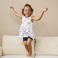 Load image into Gallery viewer, 4th of July Flag Print Bamboo Peplum Top & Bike Shorts