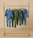 Load image into Gallery viewer, Bamboo Zip Romper | Blue Camo Bolts