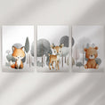 Load image into Gallery viewer, Forest Animal Nursery Decor. Cute Fox Fawn Bear Print Set