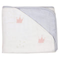 Load image into Gallery viewer, Pink Crown and Gray Oversized Bamboo Muslin Quilted Blanket