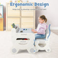 Load image into Gallery viewer, Kids Drawing Table and Chair Set with Watercolor Pens and Blackboard Eraser
