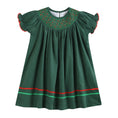 Load image into Gallery viewer, Green Corduroy Smocked Bishop Dress