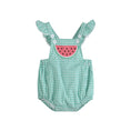 Load image into Gallery viewer, Green Gingham Watermelon Ruffle Romper