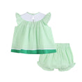 Load image into Gallery viewer, Green & White Stripe Watermelon Smocked Angel-Sleeve Dress & Bloomers