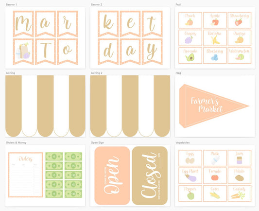 Farmer's Market Printable Dramatic Play Set