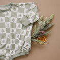 Load image into Gallery viewer, Checkered Christmas Tree Bamboo Bubble Romper