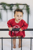 Load image into Gallery viewer, Vintage Santa Graphic Sweatshirt Romper - Red