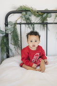 Load image into Gallery viewer, Vintage Santa Graphic Sweatshirt Romper - Red