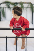 Load image into Gallery viewer, Vintage Santa Graphic Sweatshirt Romper - Red