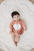 Load image into Gallery viewer, Distressed Heart Sweatshirt Romper - more colors