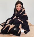Load image into Gallery viewer, Black + Camel Bolt Cozy Blanket