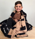 Load image into Gallery viewer, Black + Camel Bolt Cozy Blanket