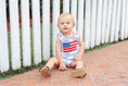 Load image into Gallery viewer, Light Blue Gingham American Flag Romper