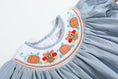 Load image into Gallery viewer, Light Blue Pinstripe Turkey Smocked Bishop Dress