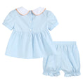 Load image into Gallery viewer, Light Blue Pumpkin Vine Smocked Dress and Bloomers