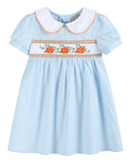 Load image into Gallery viewer, Light Blue Pumpkin Vine Smocked Dress