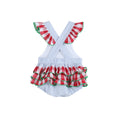 Load image into Gallery viewer, Light Blue Seersucker and Gingham Watermelon Ruffle Romper