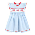 Load image into Gallery viewer, Light Blue USA Flag Smocked Dress