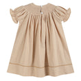 Load image into Gallery viewer, Light Brown Pinstripe Pumpkin Smocked Bishop Dress