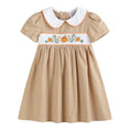 Load image into Gallery viewer, Light Brown Pumpkin Smocked Collared Dress
