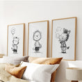 Load image into Gallery viewer, Black White Gender-Neutral Nursery Art Set. Lion Tiger Zebra