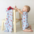 Load image into Gallery viewer, Two-Piece Short Sleeve + Shorts PJ Set - Blue Stripes + Lobsters