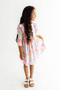 Load image into Gallery viewer, Colorful Carnations 3/4 Sleeve Ruffle Twirl Dress
