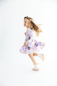 Load image into Gallery viewer, Tied with a Boo Lavender L/S Pocket Twirl Dress