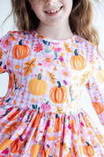 Load image into Gallery viewer, Pumpkin Party 3/4 Sleeve Pocket Twirl Dress