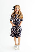 Load image into Gallery viewer, Hocus Pocus 3/4 Sleeve Pocket Twirl Dress