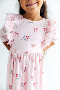Load image into Gallery viewer, Winter Berries 3/4 Sleeve Ruffle Twirl Dress